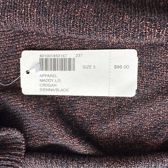 NWT Chico’s Black Orange Open Front Silk Blend Maddy Cardigan Size 3 (US XL) - Picture 4 of 8